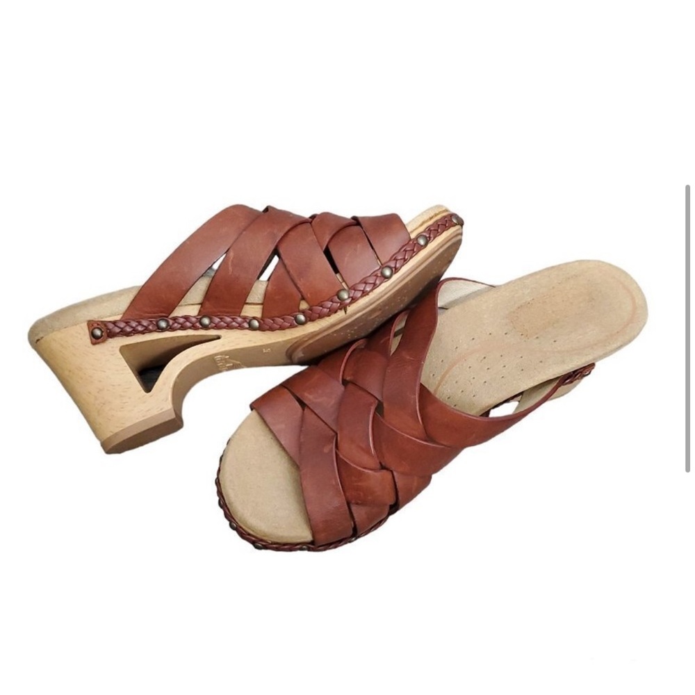 Dansko Tory Clog Brown Leather Slide Sandals